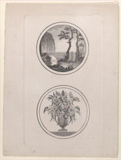 Hidden silhouette of Napoleon visiting his tomb; vase of flowers, 1821-1900., 1821-1900. Creator: Anon.