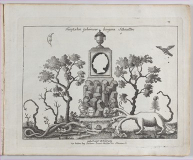 Landscape containing fifteen silhouettes, 1793-1800.,  Creator: Anon.