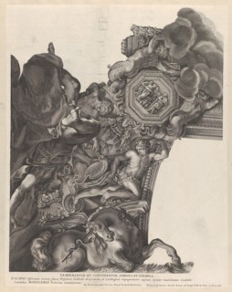Plate 9: Allegory of Temperance with a unicorn and Publius Scipio Africanus at bottom,..., ca. 1677. Creator: Anon.