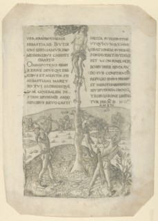 The Martyrdom of Saint Sebastian, with three archers, ca. 1480-90., ca. 1480-90. Creator: Anon.