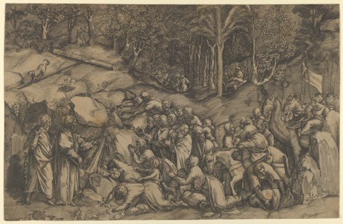 Moses striking the Rock, 1530-50., 1530-50. Creator: Anon.