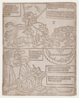 The Angels of the Euphrates Killing Mankind; and The Angel Preventing Saint John from..., 1440-1450. Creator: Anon.