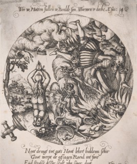 Woe to you, Maggots will be in your bed, and worms your coverlet (Isaiah 14:11), ca..., ca. 1570-72. Creator: Anon.
