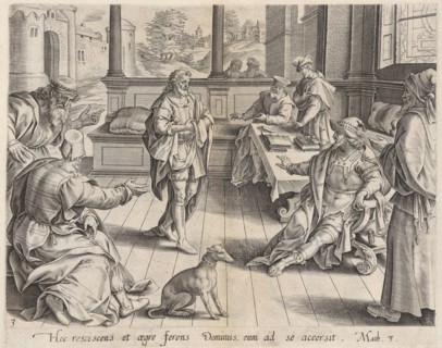 The King Summoning the Servant, from The Parable of the Unmerciful Servant, bound in Thesa..., 1585. Creator: Anon.