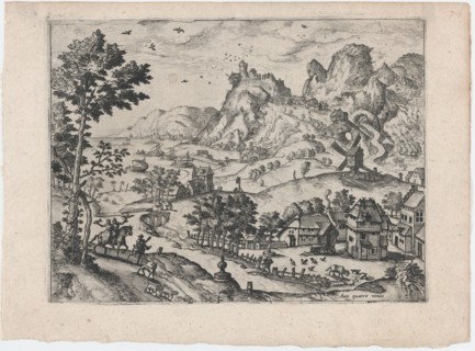 Mountain Landscape with Falconers, ca. 1570., ca. 1570. Creators: Anon, Lucas Gassel.