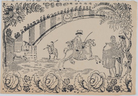 Suerte I: Bull entering the bullring after a law officer on horseback; two toreros ..., ca. 1850-80. Creator: Anon.