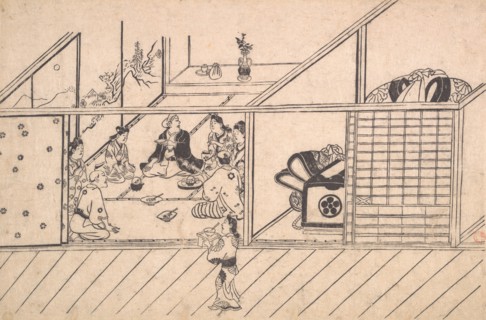A Banquet in a Joroya, ca. 1680. Creator: Hishikawa Moronobu.