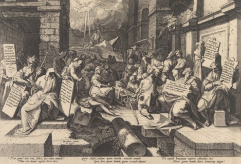 The Adoration of the Shepherds, Surrounded by Moses and Five Prophets, 1588. Creator: Jacob Matham.