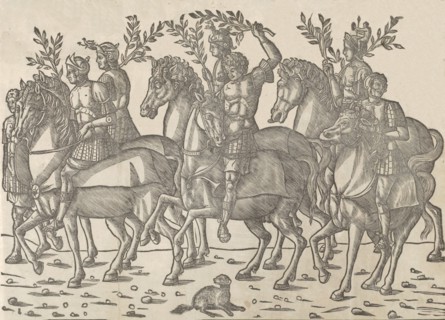 Figures on horseback, from 'The Triumph of Caesar', 1504. Creator: Jacob von Strassburg.