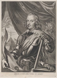 Plate 3: Portrait of Ferdinand Cardinal Infante of Spain, in military armor; from Guilliel..., 1636. Creators: Jacobus van Schoor, Johannes Meursius, Willem van der Beke.