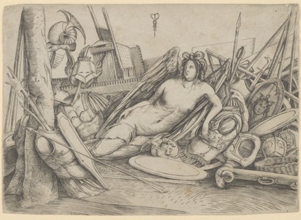 Victory reclining amid trophies, ca. 1498-1500. Creator: Jacopo de' Barbari.