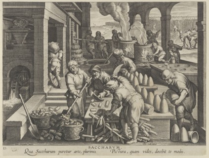 New Inventions of Modern Times [Nova Reperta], The Invention of Sugar Refinery, plate ..., ca. 1600. Creator: Jan Collaert I.