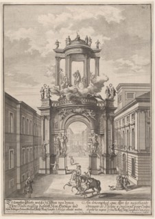 Triumphal arch erected by the foreign merchants of Vienna for the marriage of Joseph..., after 1699. Creator: Johann Adam Delsenbach.