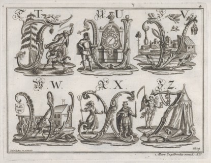 Decorated Roman alphabet, 18th century. Creator: Johann David Nessenthaler.