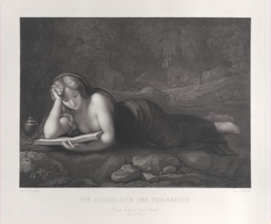 Mary Magdalene reading in the desert, 1827-75. Creator: Johann Heinrich Friedrich Ludwig Knolle.