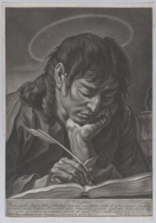 Saint John the Evangelist; head and shoulders, writing with a quill; after Gi..., ca. 1750-ca. 1760. Creator: Johann Lorenz Haid.