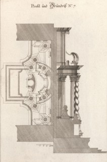 Floorplan and Side View of an Altar, Plate g (2) from 'Unterschiedliche Neu..., Printed ca. 1750-56. Creator: Johann Michael Leüchte.