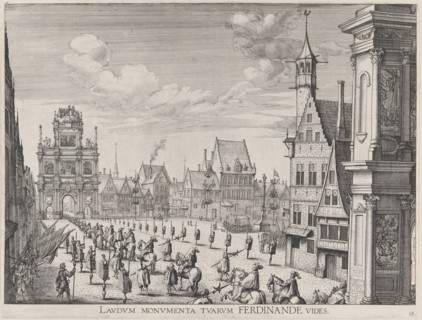 Plate 18: Procession of the Spanish Prince Ferdinand into the city of Ghent, January 28, 1..., 1636. Creators: Johannes Meursius, Willem van der Beke.