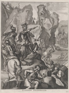 Plate 15: Ferdinand as Hannibal crossing the Alps; from Guillielmus Becanus's 'Serenissimi..., 1636. Creators: Johannes Meursius, Willem van der Beke.