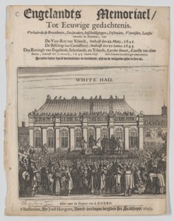 The Execution of King Charles I (Title page: Engelandts Memoriael), 1649. Creator: Joost Hartgerts.
