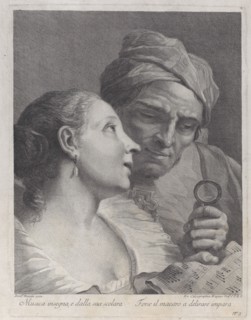 A schoolgirl and her music teacher looking at a sheet of music, 1725-80. Creator: Joseph Wagner.