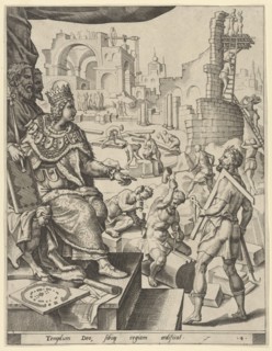 Solomon Building the Temple, from The Story of Solomon, 1554. Creator: After Maarten van Heemskerck.