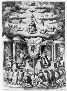 The Defenders of the Catholic Faith in the Netherlands adoring the Virgin, 1587. Creator: Jan Wierix.