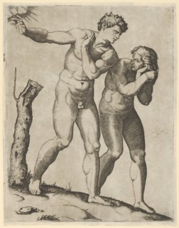 Adam and Eve being expelled from paradise, ca. 1515-25. Creator: Marcantonio Raimondi.