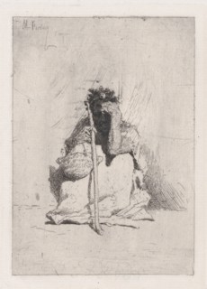 A beggar, seated on the ground holding a stick, ca. 1862. Creator: Mariano Jose Maria Bernardo Fortuny y Carbo.