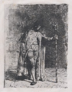 Master of ceremonies, a man standing facing the viewer holding a staff in his left han..., ca. 1865. Creator: Mariano Jose Maria Bernardo Fortuny y Carbo.