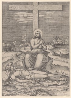 The Lamentation of the Virgin Beneath the Cross, 1566. Creator: Mario Cartaro.