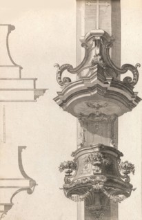 Design for a Pulpit, Plate 2 from an Untitled Series of Pulpit Designs, Pri..., Printed ca. 1750-56. Creator: Martin Engelbrecht.
