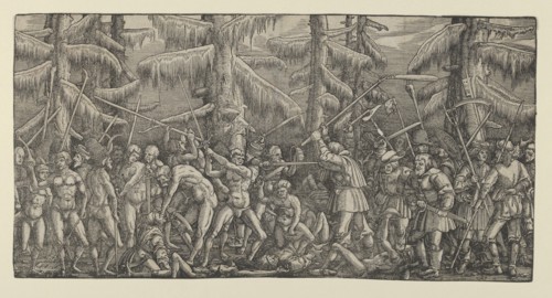 Battle Between Peasants and Naked Men in a Forest, 1522. Creator: Master NH.
