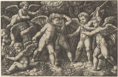 Eight putti playing, 1530-60. Creator: Master of the Die.