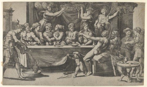 The Olympian gods at the marriage feast of Cupid and Psyche, after Raphael, 1530-35. Creator: Master of the Die.