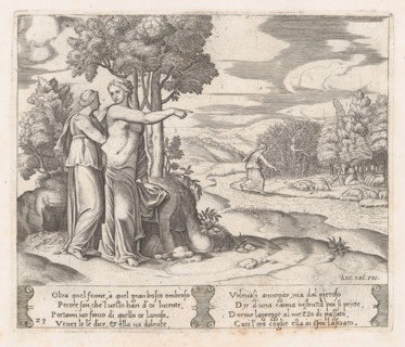 Plate 23: Psyche on the order of Venus departing to find the golden fleece, from the St..., 1530-60. Creator: Master of the Die.