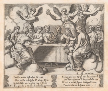 Plate 31: Gods celebrating the wedding of Cupid and Psyche, from the Story of Cupid and..., 1530-60. Creator: Master of the Die.