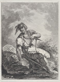 Soldier Seated on a Rock, 1764. Creator: Matthias Pfenninger.