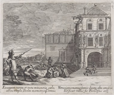 Scene showing the construction of a building, ca. 1670. Creator: Melchior Küsel.