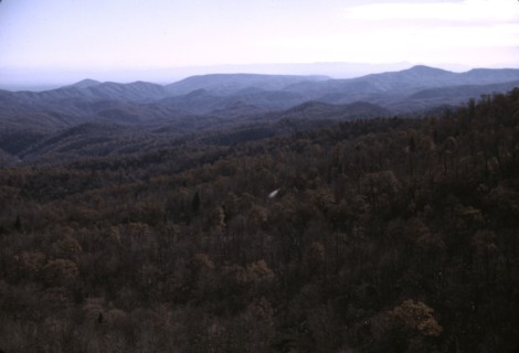 A view of the mountains along the Skyline Drive in Virginia, ca. 1940. Creator: Jack Delano.
