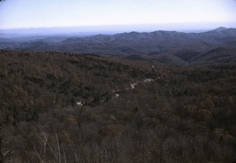 View in the mountains along Skyline Drive in Virginia, ca. 1940. Creator: Jack Delano.