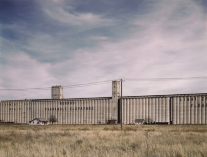 Grain elevators along the route of the Atchison, Topeka, and Santa Fe RR, Amarillo, Texas, 1943. Creator: Jack Delano.