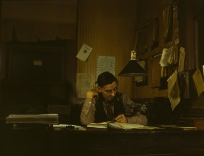 Yardmaster in railroad yards, Amarillo Texas, 1943. Creator: Jack Delano.