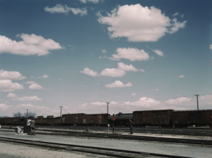 In the Santa Fe R.R. yards, Belen, New Mexico, 1943. Creator: Jack Delano.