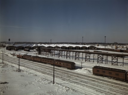 The freight house at a Chicago and Northwestern Railroad yard, Chicago, Ill., 1942. Creator: Jack Delano.