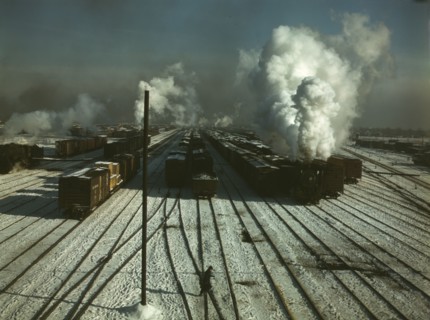 C & NW RR, a general view of a classification yard at Proviso Yard, Chicago, Ill., 1942. Creator: Jack Delano.