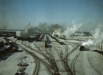 General view of one of the classification yards of the C & NW RR, Chicago, Ill., 1942. Creator: Jack Delano.