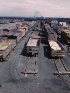 General view of part of the rip tracks at C & NW RR's Proviso yard, Chicago, Ill., 1943. Creator: Jack Delano.