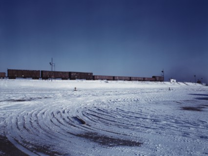 Train going over the hump at C & NW RR's Proviso yard, Chicago, Ill., 1942. Creator: Jack Delano.