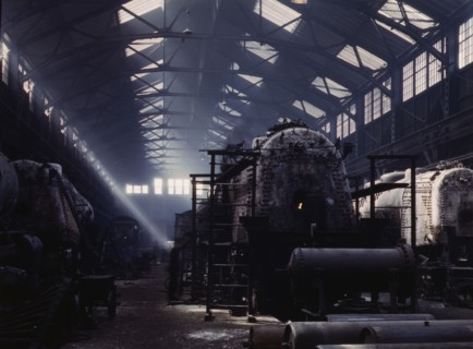 Santa Fe R.R. locomotive shops, Topeka, Kansas, 1943. Creator: Jack Delano.